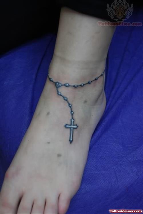 Rosary Tattoo On Foot And Ankle