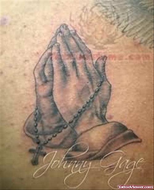 Hands With Rosary Beads Tattoo