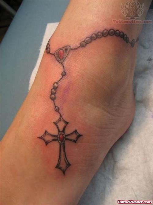 Ankle Rosary Tattoo