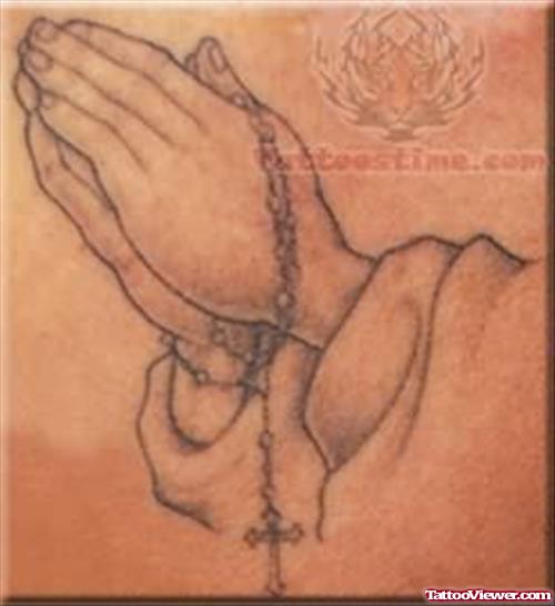 Folding Hands Rosary Tattoo Image