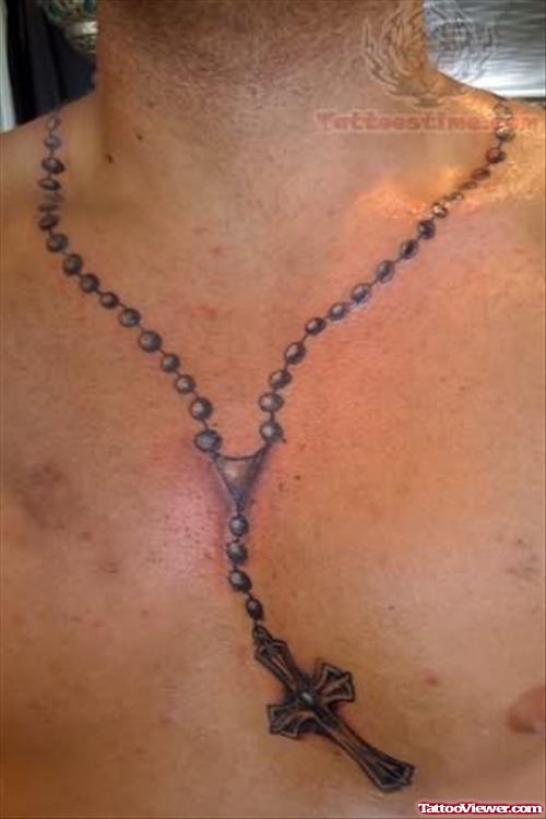 Rosary Tattoo On Neck