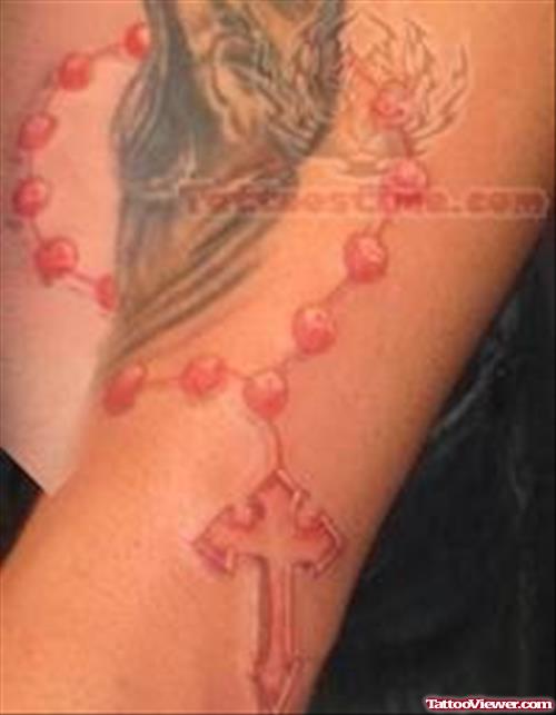 Red Rosary Tattoo