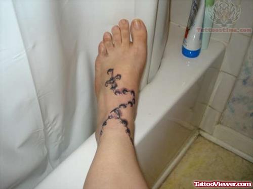 Rosary Ankle Tattoo On Foot