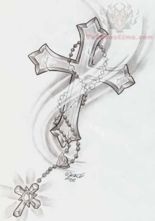 Cross Tattoos Rosary Pattern
