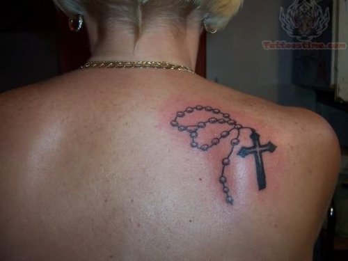 Back Shoulder Rosary Tattoo