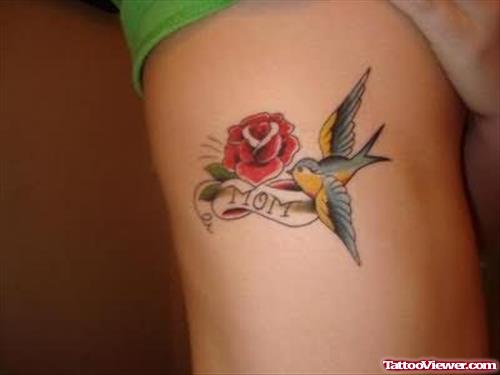 Rose And Bird Tattoo
