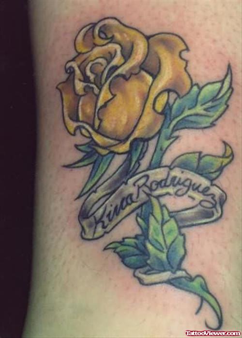 Beautiful Yellow Rose Tattoo