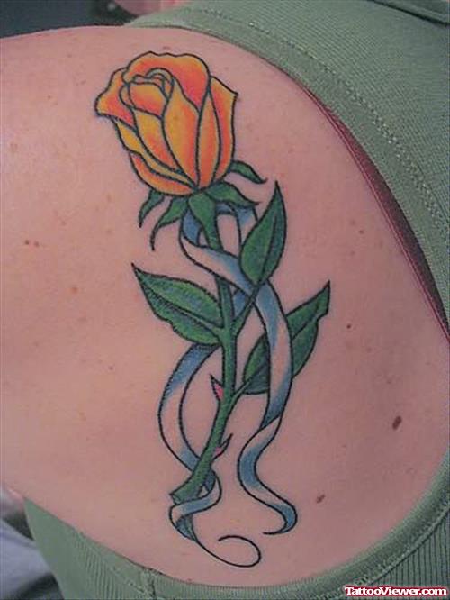 Yellow Rose Tattoo On Back