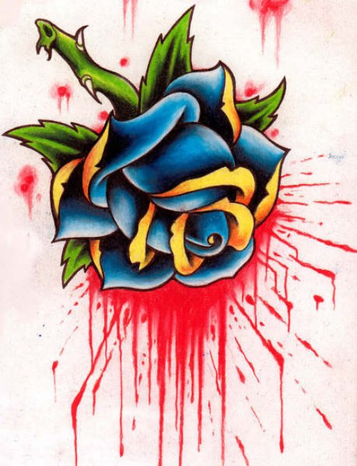 Bleeding Rose Tattoo Design