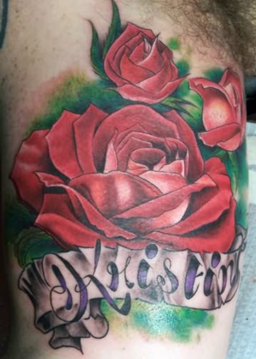Red Roses Tattoos On Muscles