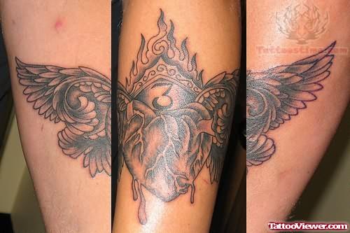 Winged Sacred Heart Tattoo