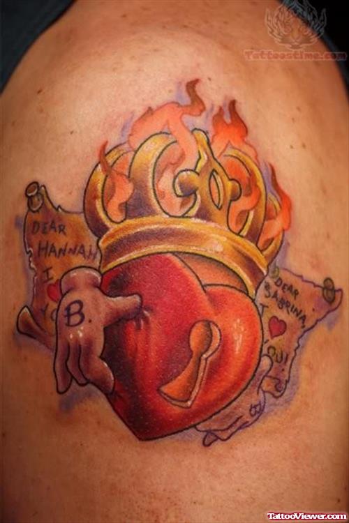 Sacred Heart Crown Tattoo