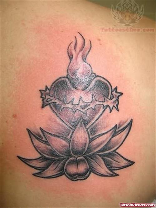 Lotus And Sacred Heart Tattoo