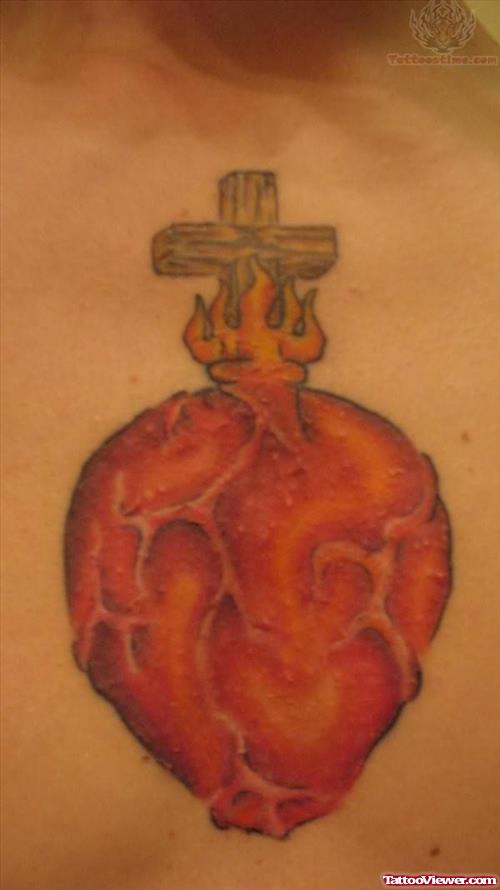 Fire Sacred Heart Tattoo