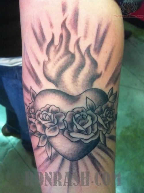 Rose And Sacred Heart Tattoo