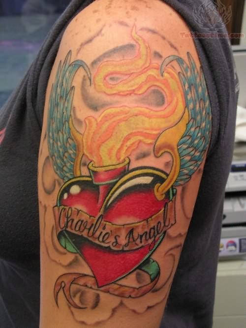 Colored Sacred Heart Tattoo