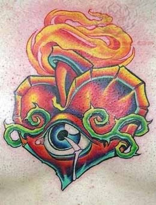 Burning Sacred Heart Tattoos Image