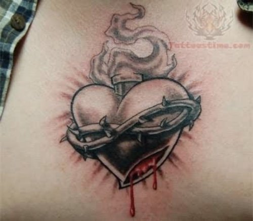 Sacred Heart Bleeding Tattoo