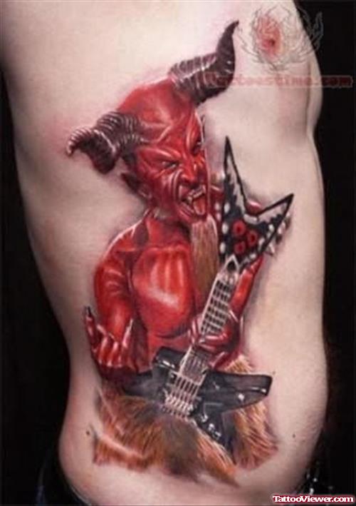 Satan Side Rib Tattoo