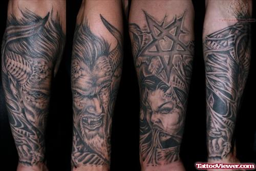 Satan Tattoos on Arms