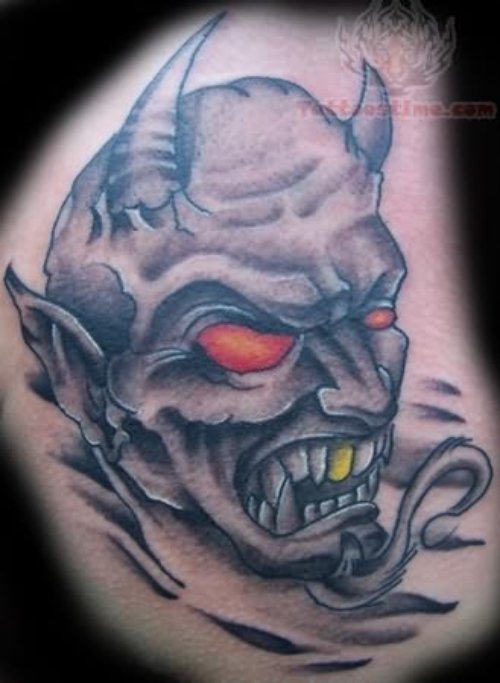 Gold Tooth Satan Tattoo