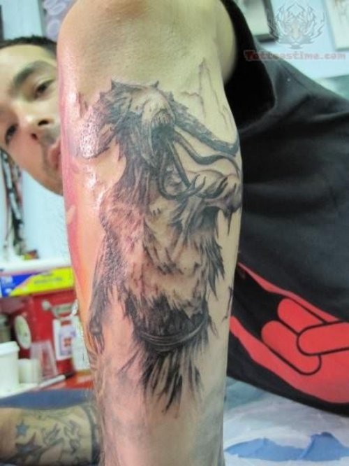 Satan Tattoo On Arm Back