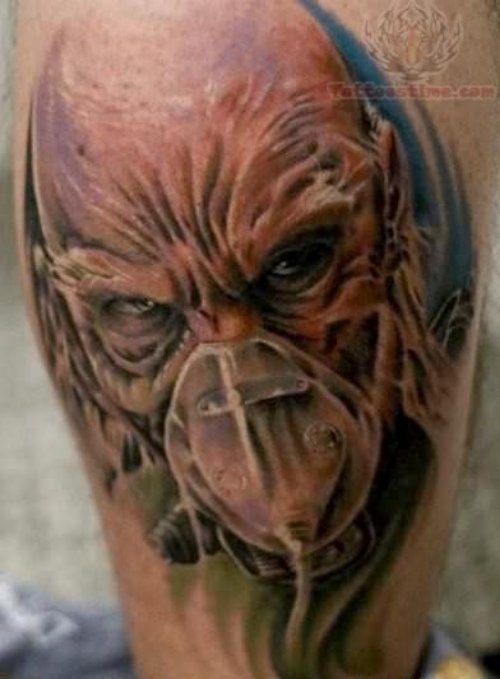 Satan Face Tattoo On Bicep