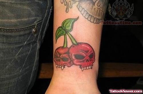Scary Cherry Tattoo On Arm