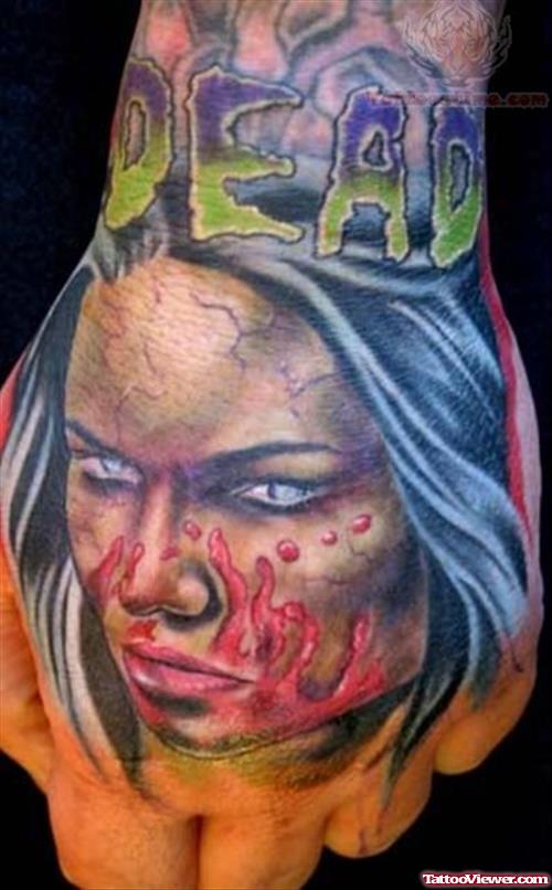 Zombie Scary Tattoo On Hand