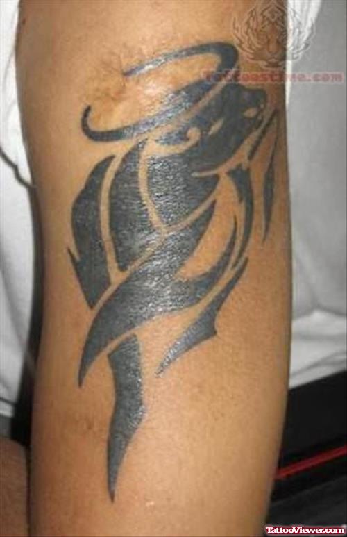 Black Taurus Tattoo On Neck
