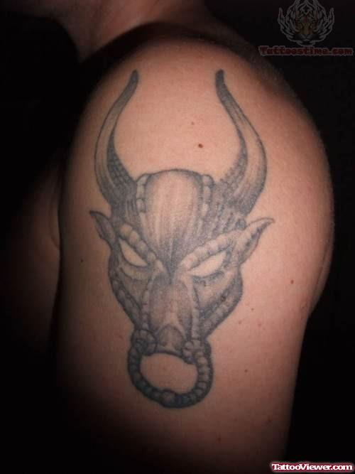 Taurus Large Tattoo On Shoulder