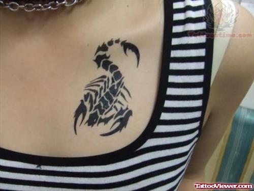 Scorpion Tattoo On Chest For Girls