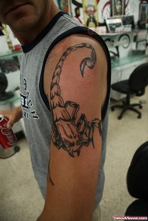 Large Scorpion Tattoo On Bicep