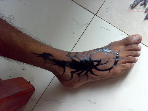 Scorpion Tattoo on Foot And Ankle