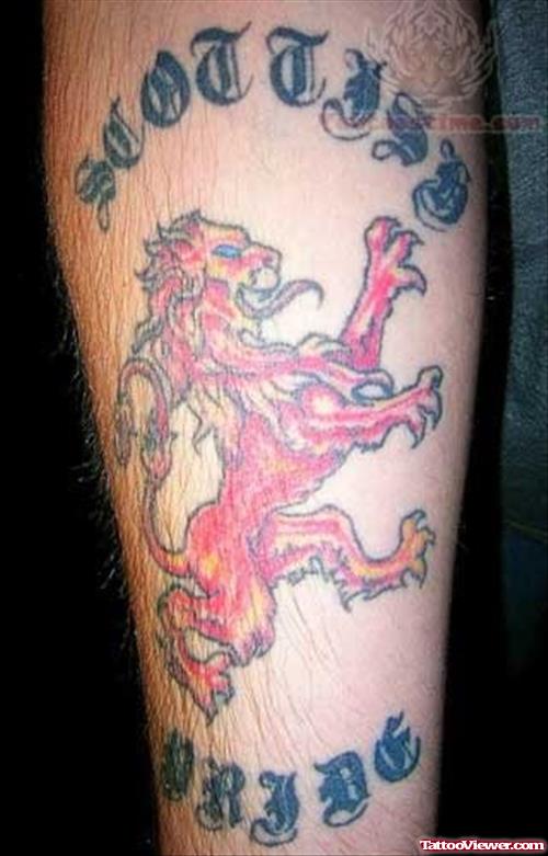 Scottish Colored Lion Tattoo
