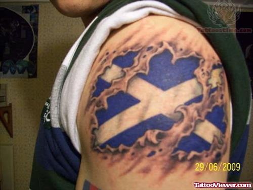 Scottish Flag Ripped Tattoo