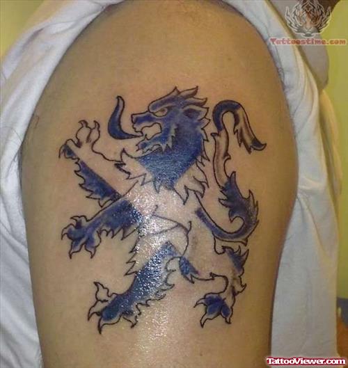 Scottish Lion Tattoo On Shoulder
