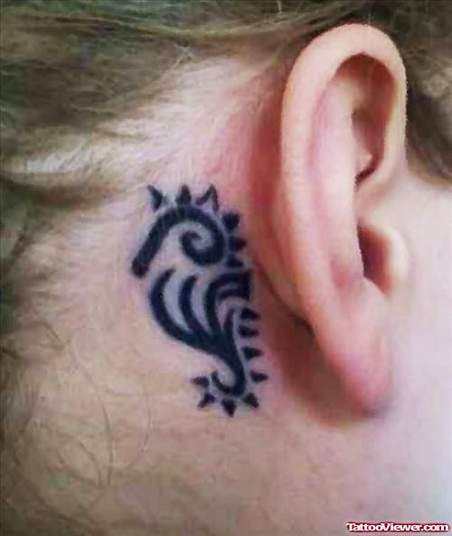 Sea Horse Tattoo Behind Ear