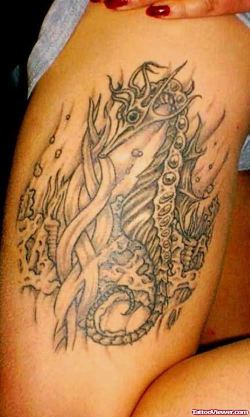 Sea Horse And Rope Tattoo