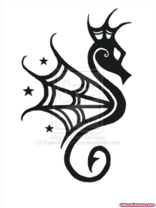 Little Seahorse Crown Tattoo