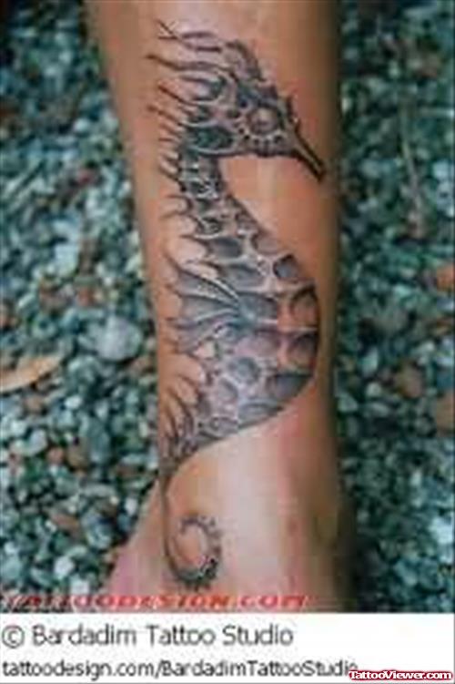Amazing Seahorse Tattoo On Ankle