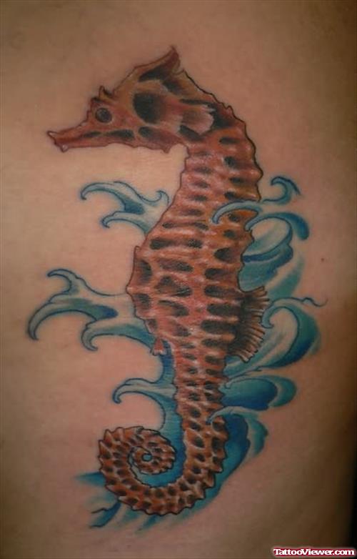 Sea Horse & Water Tattoo
