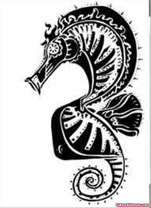 Large Seahorse Tattoo Sketch