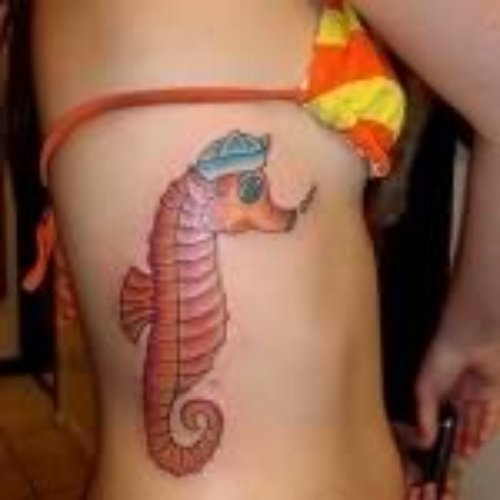 Side Rib Seahorse Tattoo