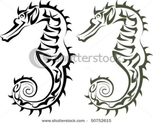Stock Vector Tattoo Seahorse