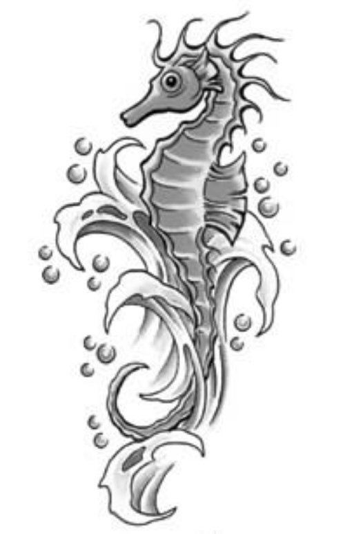 Seahorse Grey Tattoo