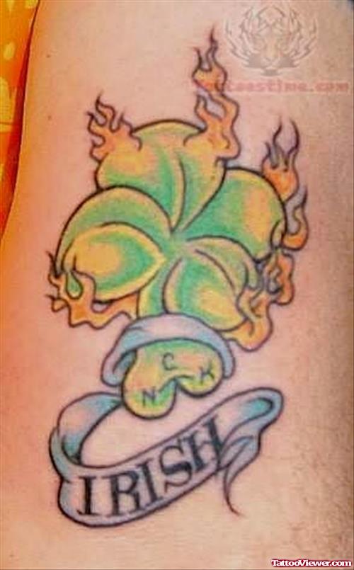 Flaming Irish Shamrock Tattoo