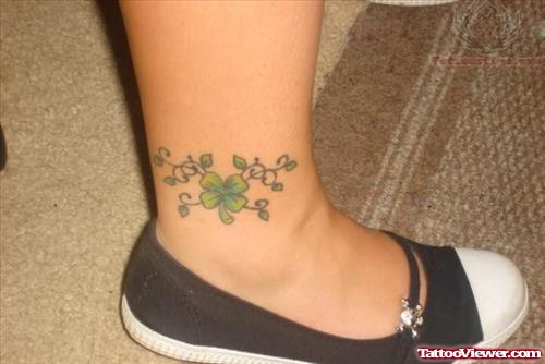 Shamrock Tattoo Design On Foot