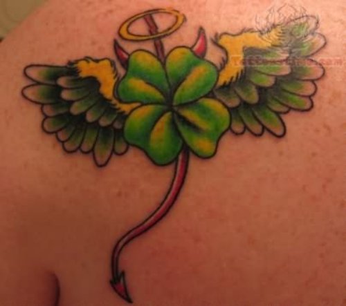 Green Wings Shamrock Tattoo