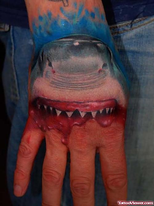 Shark Head Tattoo On Hand